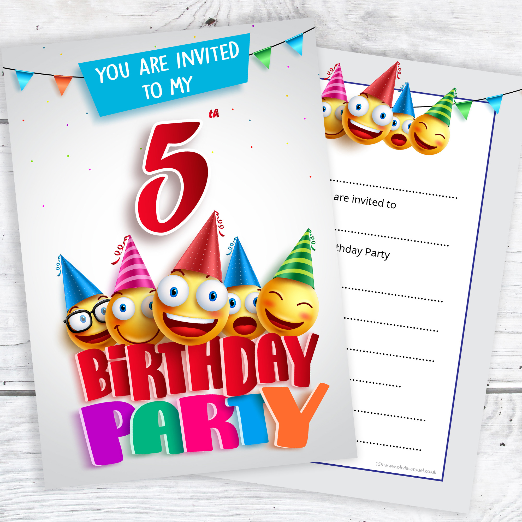 5Th Birthday Party Invitations
 5th Birthday Party Invites – Emoji Style – Ready to Write