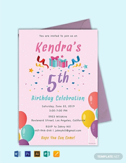 5Th Birthday Party Invitations
 FREE 5th Birthday Invitation Template Download 637