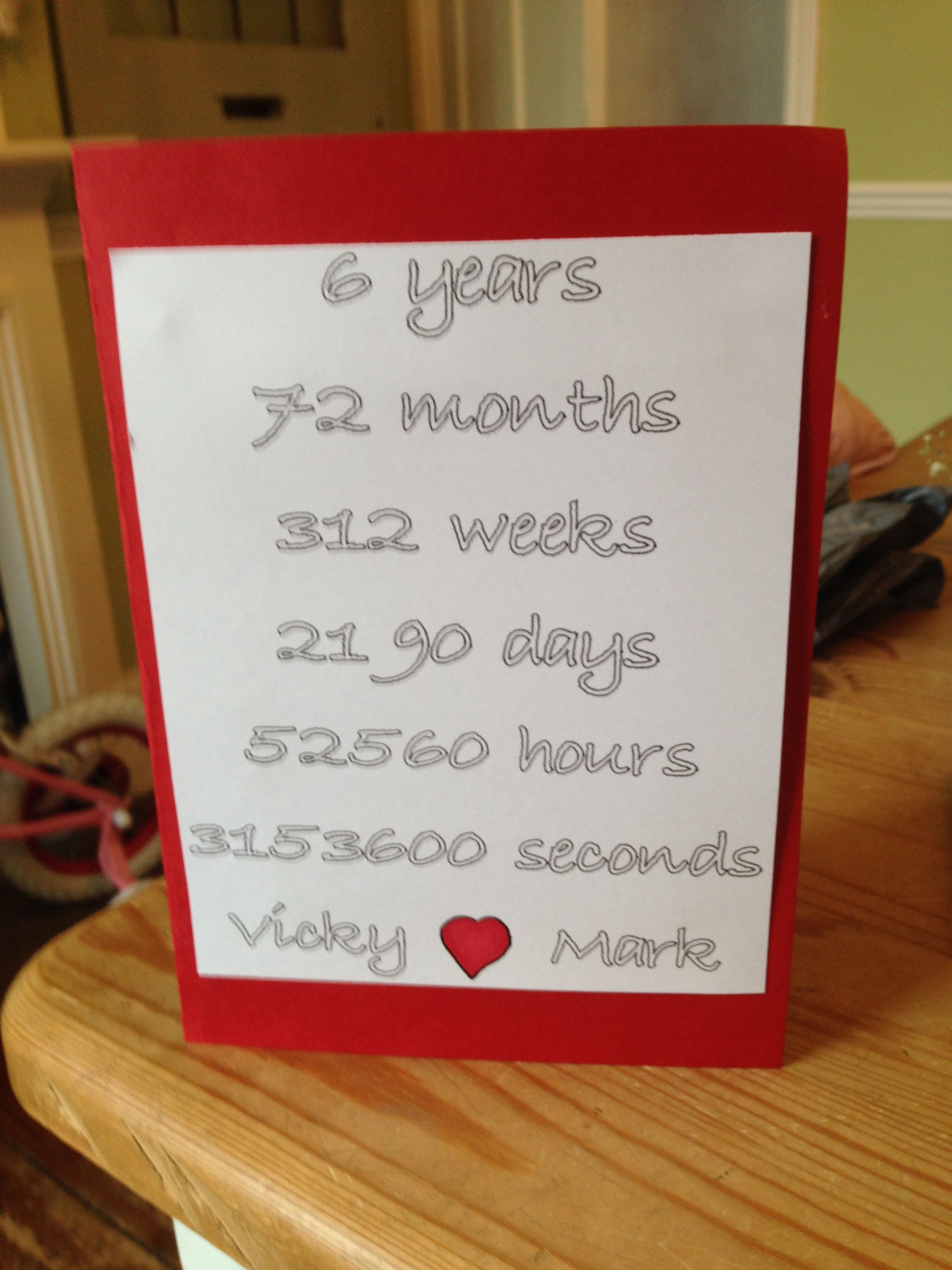 6 Year Anniversary Quotes
 6 year anniversary card love it