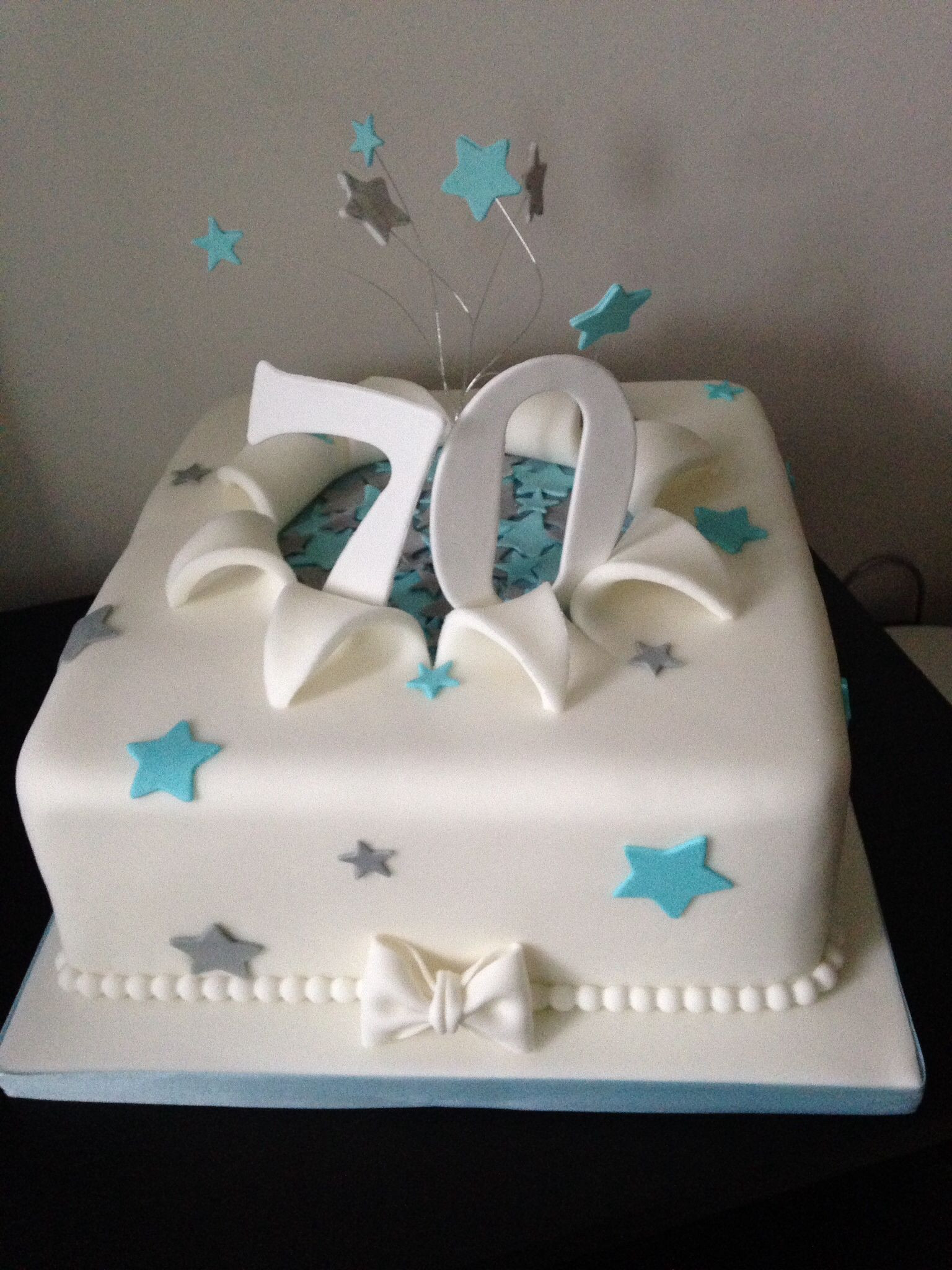 70Th Birthday Cake Ideas For Dad
 70th birthday cake in turquoise and silver Cakes