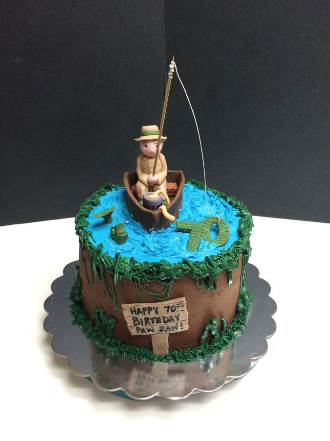 70Th Birthday Cake Ideas For Dad
 70th Birthday Fishing Cake with fisherman