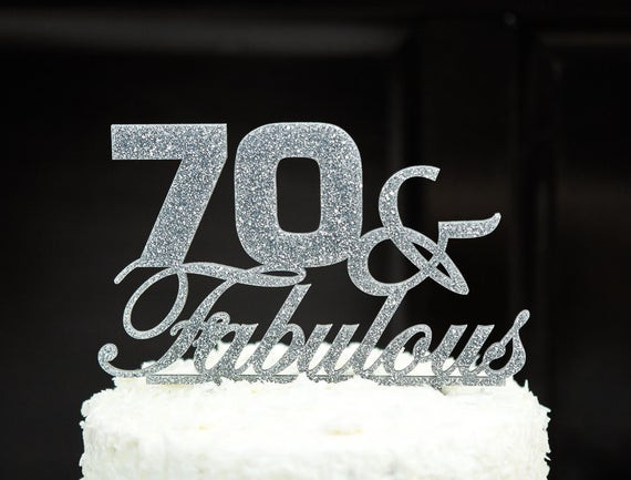 70Th Birthday Cake Toppers
 Items similar to 70th Birthday Glitter Cake Topper for