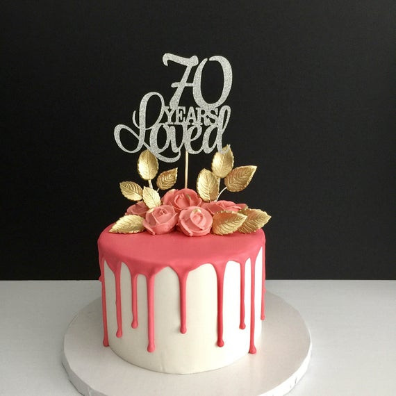 70Th Birthday Cake Toppers
 70 Years Loved Cake Topper 70th Birthday Cake Topper Happy