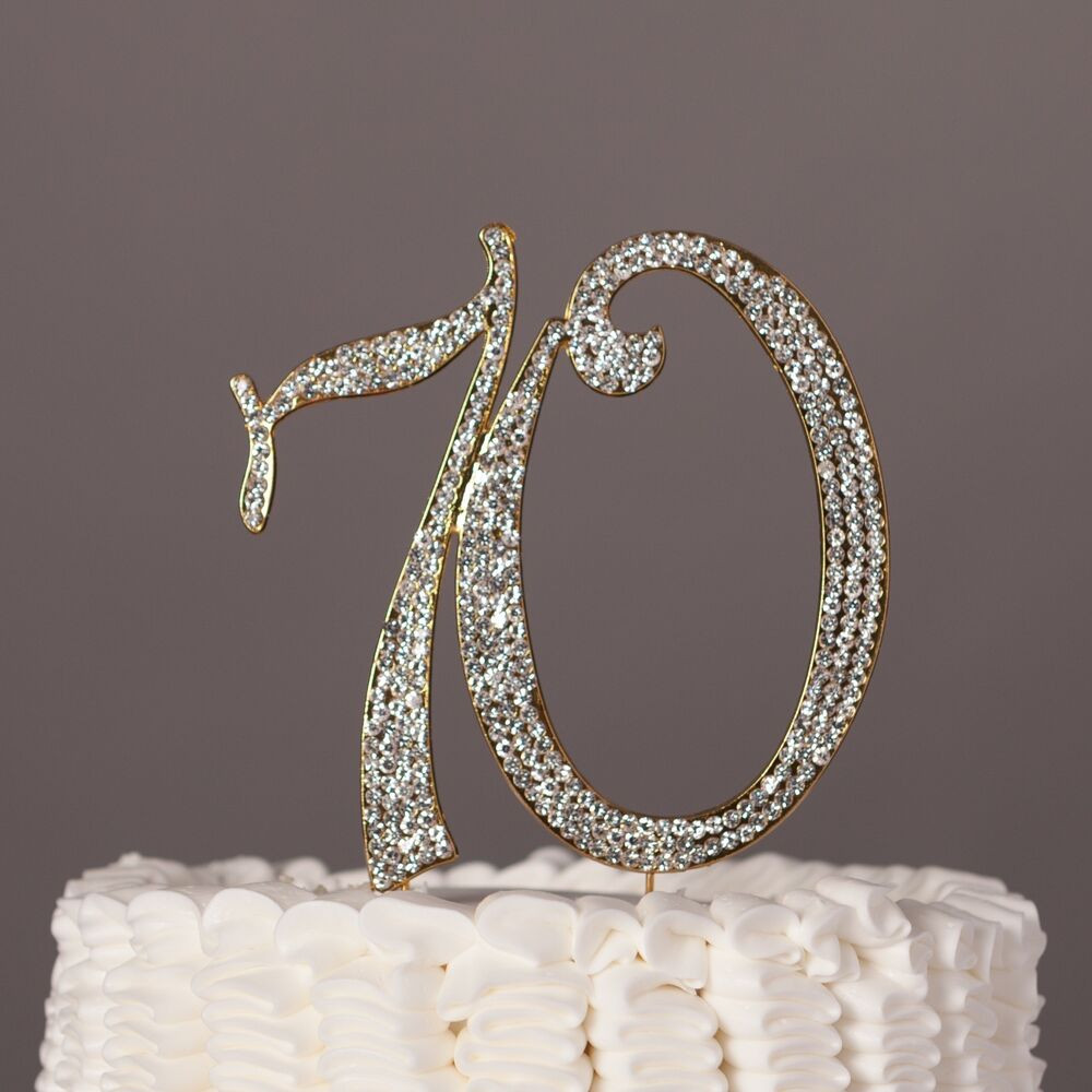 70Th Birthday Cake Toppers
 70 Gold Cake Topper 70th Birthday