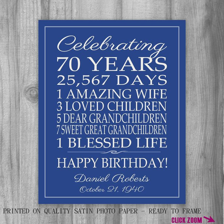 70Th Birthday Gift Ideas For Dad
 1000 ideas about 70th Birthday Gifts on Pinterest