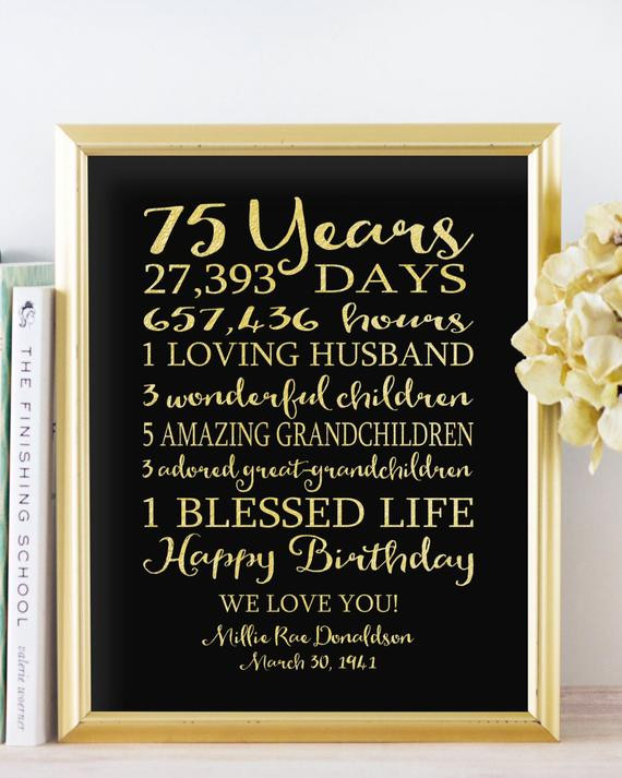75Th Birthday Gift Ideas
 75th BIRTHDAY Sign Birthday GIFT Personalized 75 Years Dad