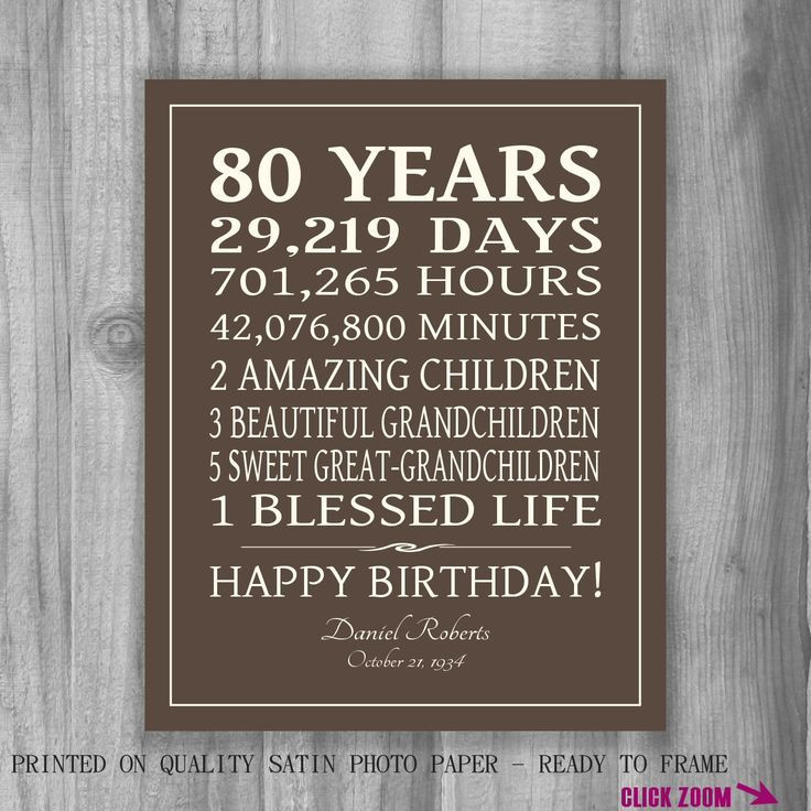 80Th Birthday Gift Ideas For Men
 25 best ideas about 80th Birthday Gifts on Pinterest