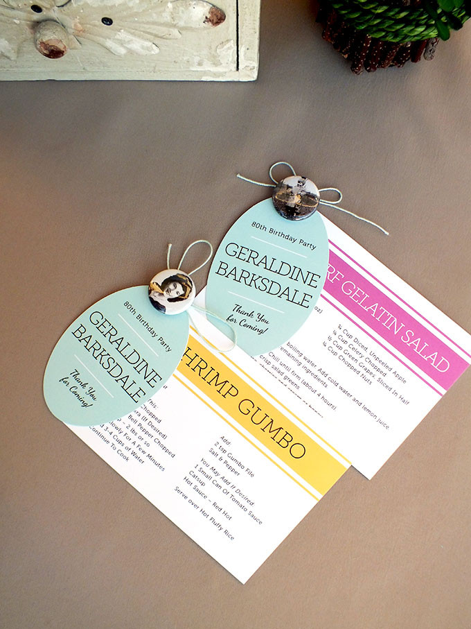 80Th Birthday Party Favors
 Grandma s 80th Birthday Party Recipe Card Favors Party