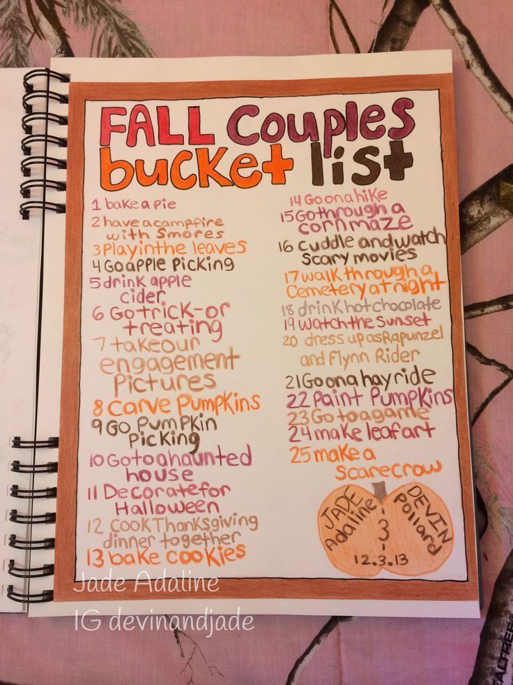 Activity Gift Ideas For Couples
 Our bucket list for Fall 2014 that I made for Devin s