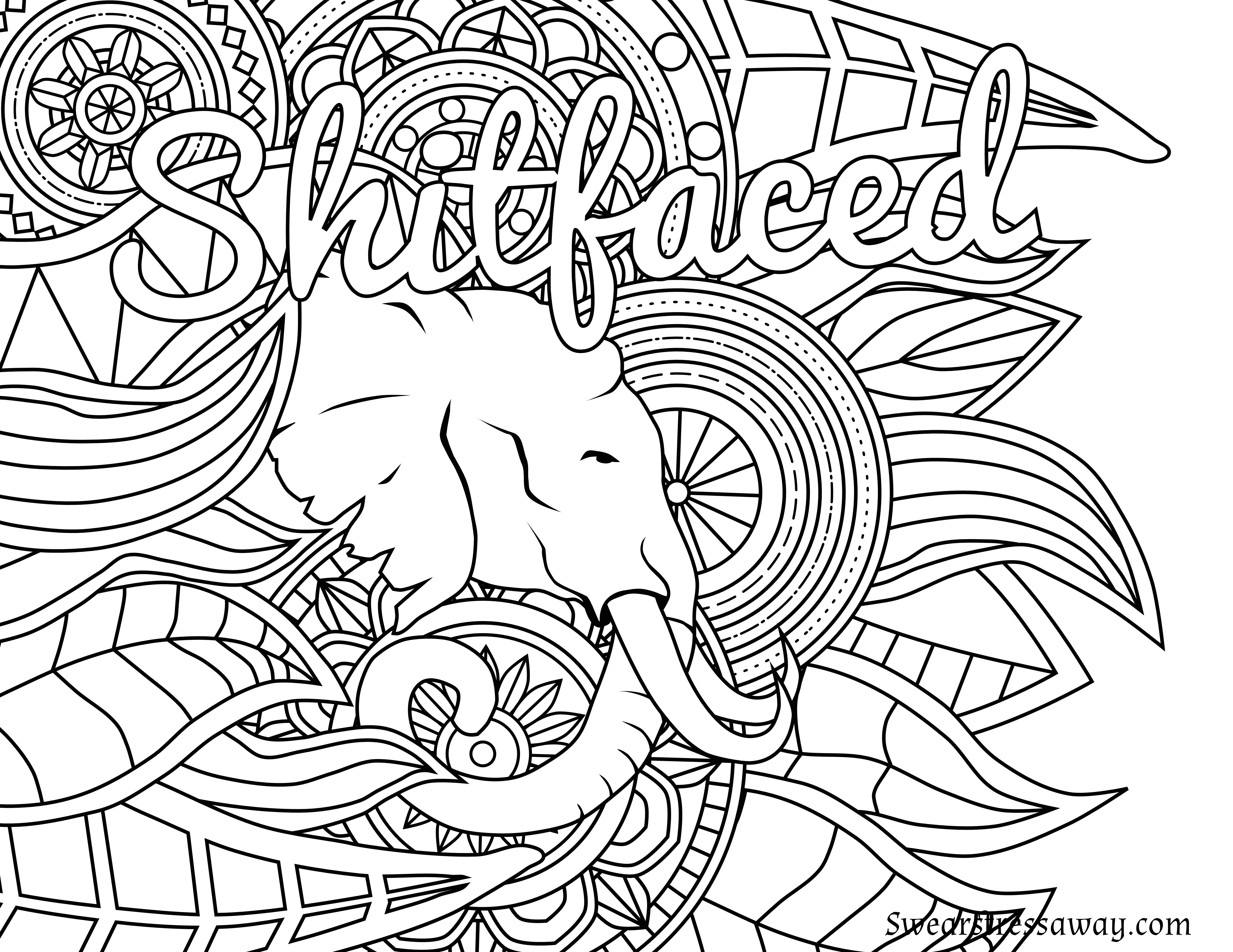 Adult Coloring Books Bad Words
 Free Printable Coloring Page Shitfaced Swear Word