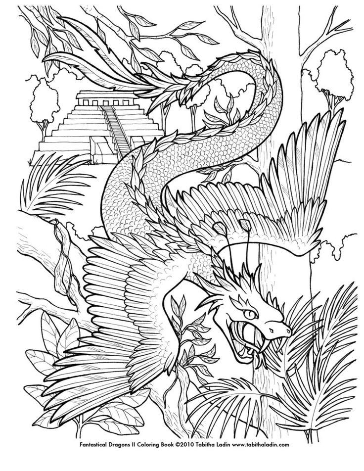 Adult Coloring Books For Boys
 Quetzalcoatl Coloring Page by TabLynn on deviantART