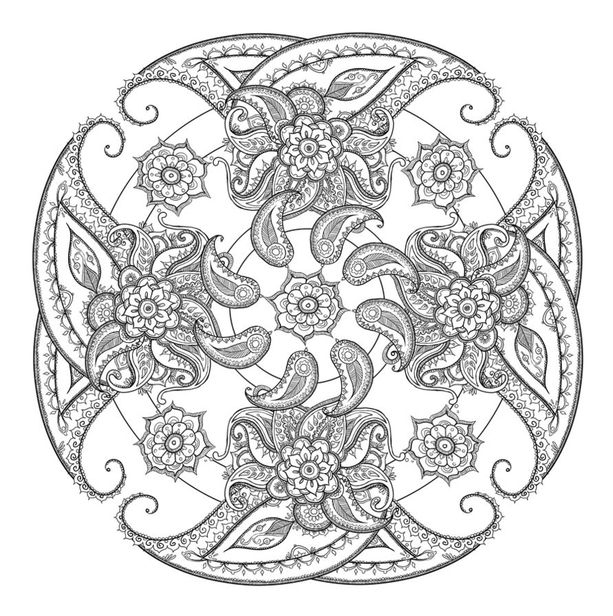 Adult Coloring Pages Paisley
 Paisley circle by CatzillaDK on DeviantArt