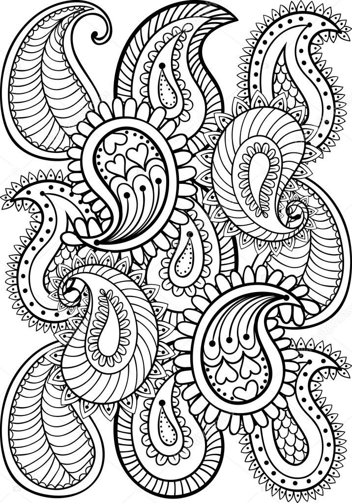 Adult Coloring Pages Paisley
 Hand drawn paisley pattern for adult coloring page A4 size