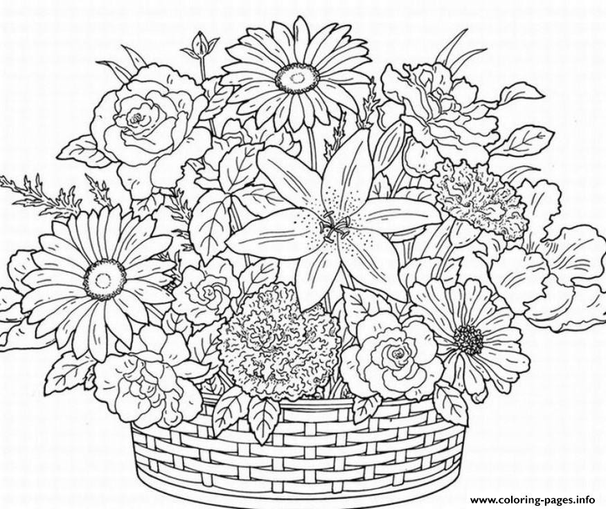 Adult Flower Coloring Pages
 Printable Coloring Pages For Adults Flowers Coloring Home