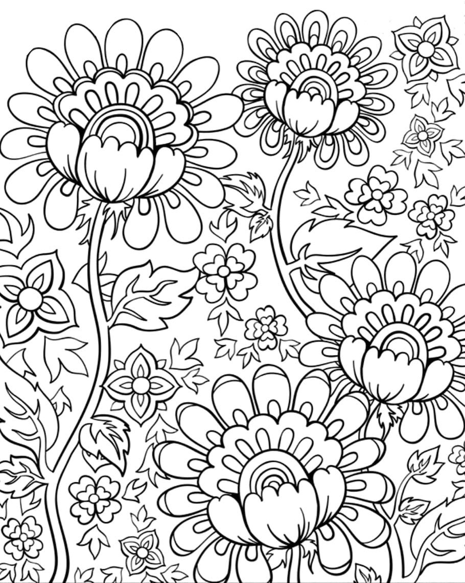 Adult Flower Coloring Pages
 Flower Doodles Doodle Coloring Pages