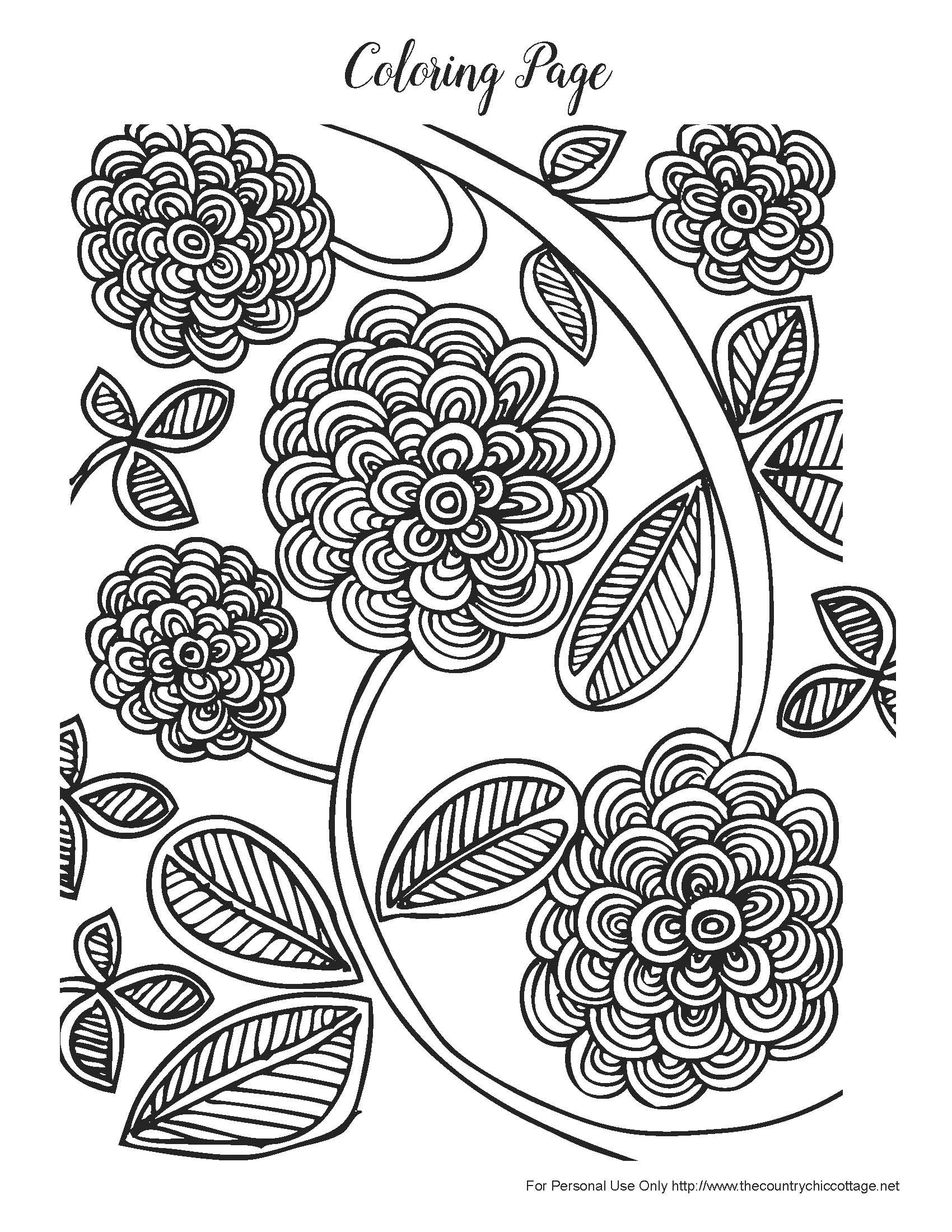 Adult Flower Coloring Pages
 Free Spring Coloring Pages for Adults The Country Chic