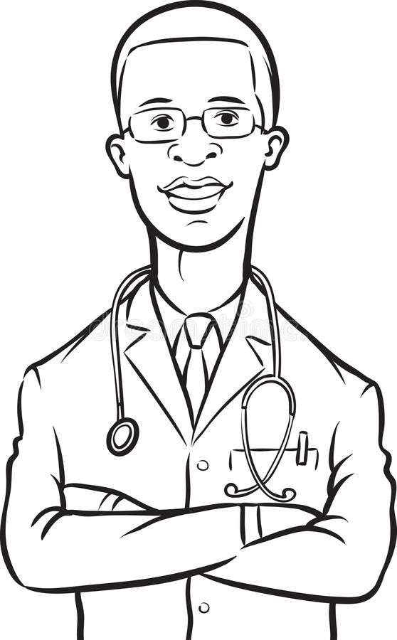African American Boys Coloring Sheets
 Whiteboard Drawing African American Doctor Arms Crossed