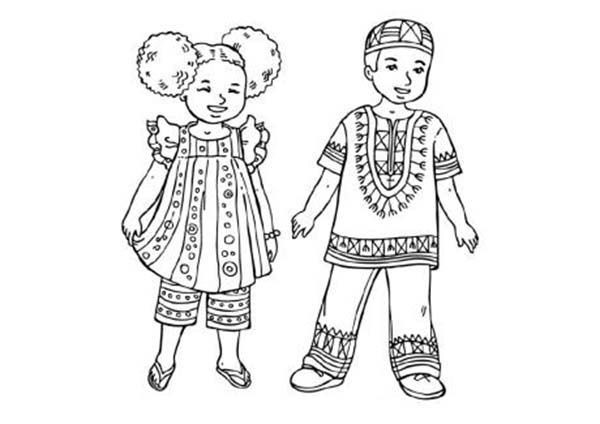 African American Boys Coloring Sheets
 african clothes for kids