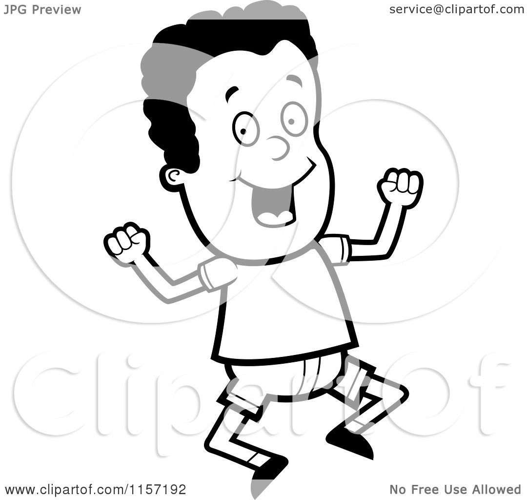 African American Boys Coloring Sheets
 Cartoon Clipart A Black And White Jumping Ener ic