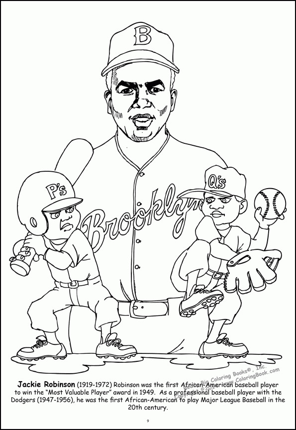 African American Boys Coloring Sheets
 Jackie Robinson Famous African Americans Coloring Pages