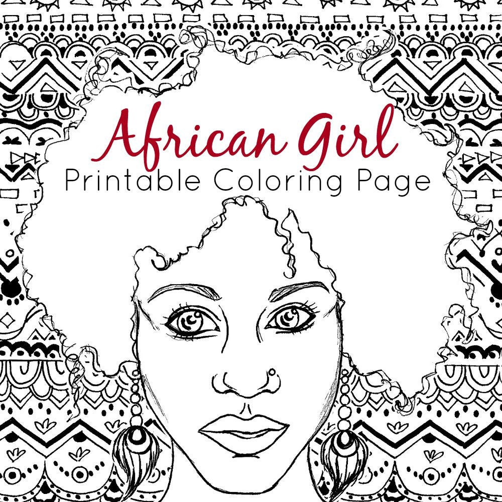 African American Girl Coloring Pages
 African Coloring Page Adult Coloring Page African Girl