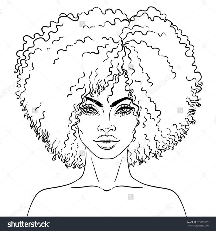 African American Girl Coloring Pages
 African American pretty girl Vector Illustration of Black