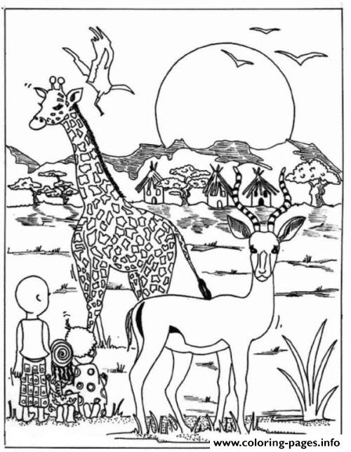 African Coloring Pages Toddlers
 Giraffe In Africa Park Animal Sb81b Coloring Pages Printable