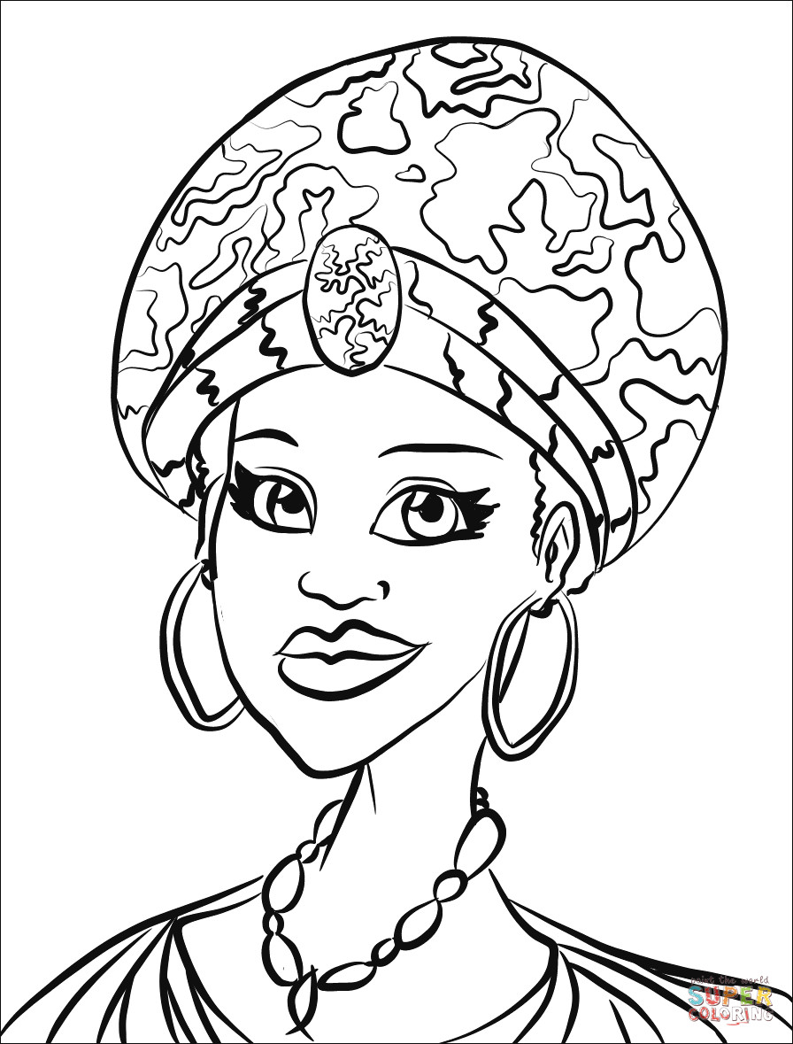 African Coloring Pages Toddlers
 African Woman Portrait coloring page