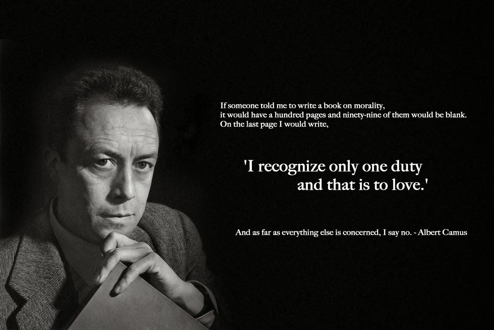 Albert Camus Love Quotes
 "I embrace you with all my heart" Honoring Albert Camus