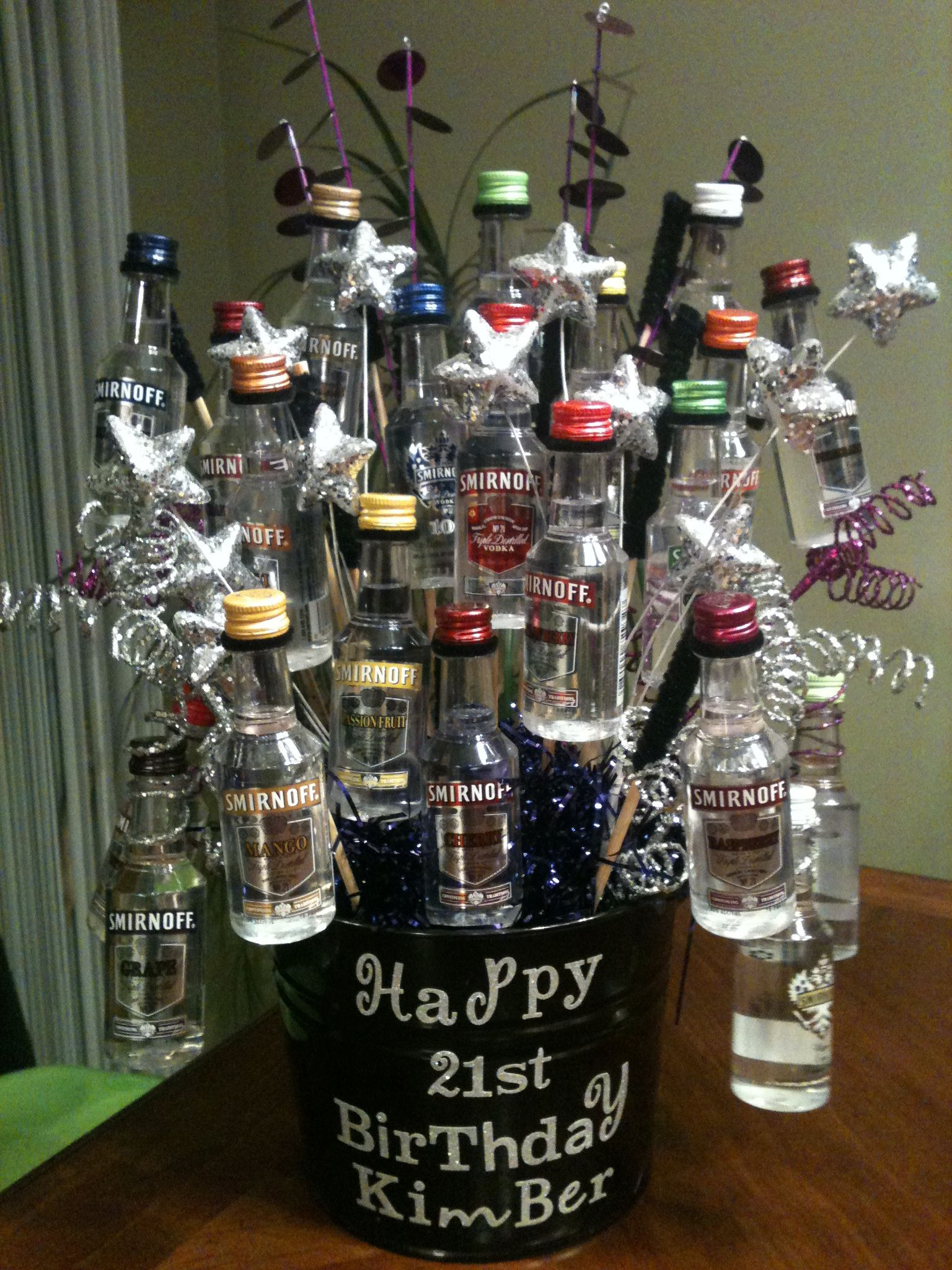 Alcohol Gift Basket Ideas
 Great 21st Birthday shot basket