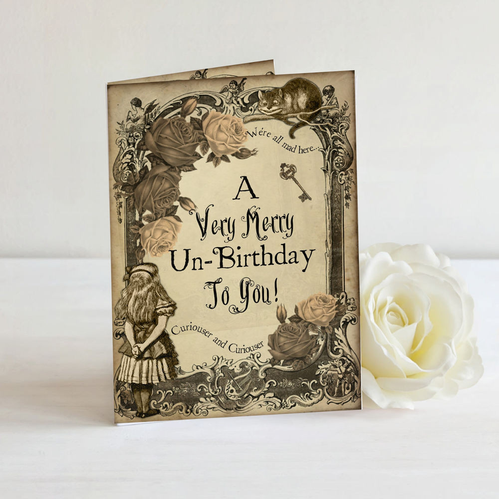 Alice In Wonderland Birthday Card
 1 Luxury Handmade Vintage Alice in Wonderland Birthday