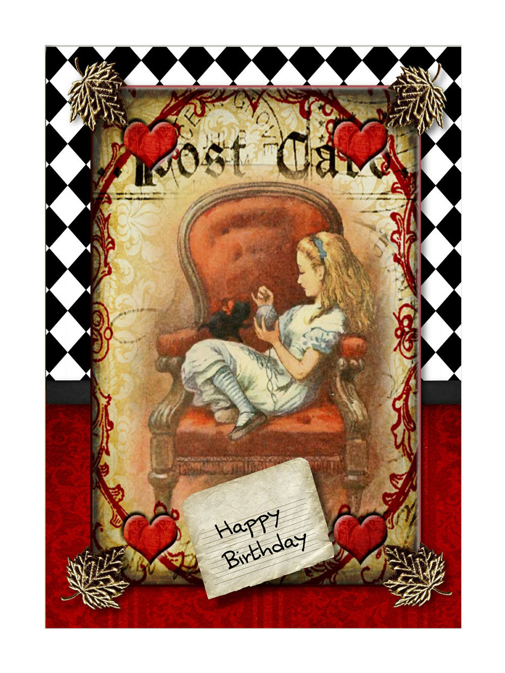 Alice In Wonderland Birthday Card
 Digital Printable Birthday Card Alice in Wonderland Theme