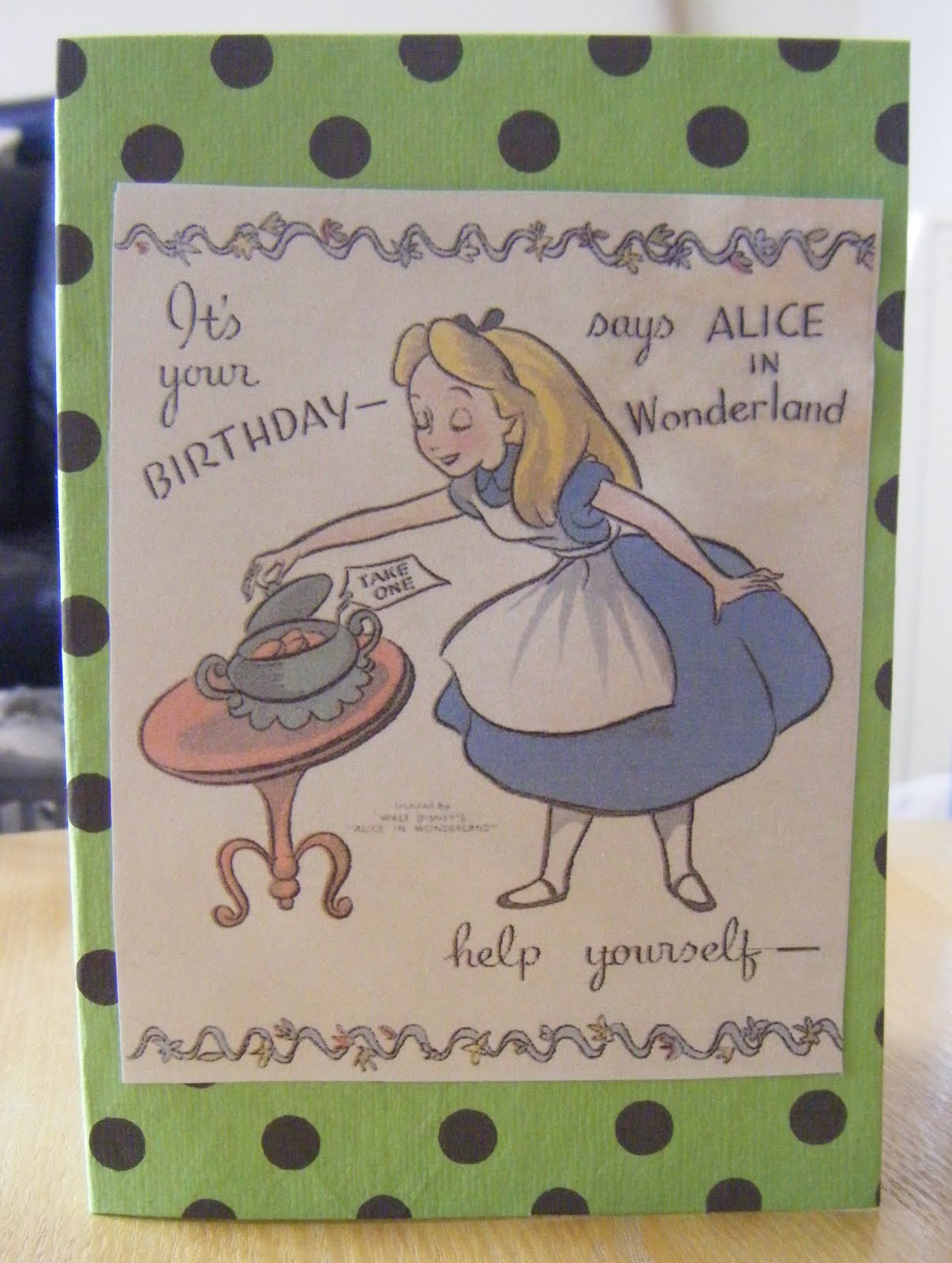 Alice In Wonderland Birthday Card
 Minnie Burton Craft Vintage Inspired Alice In Wonderland
