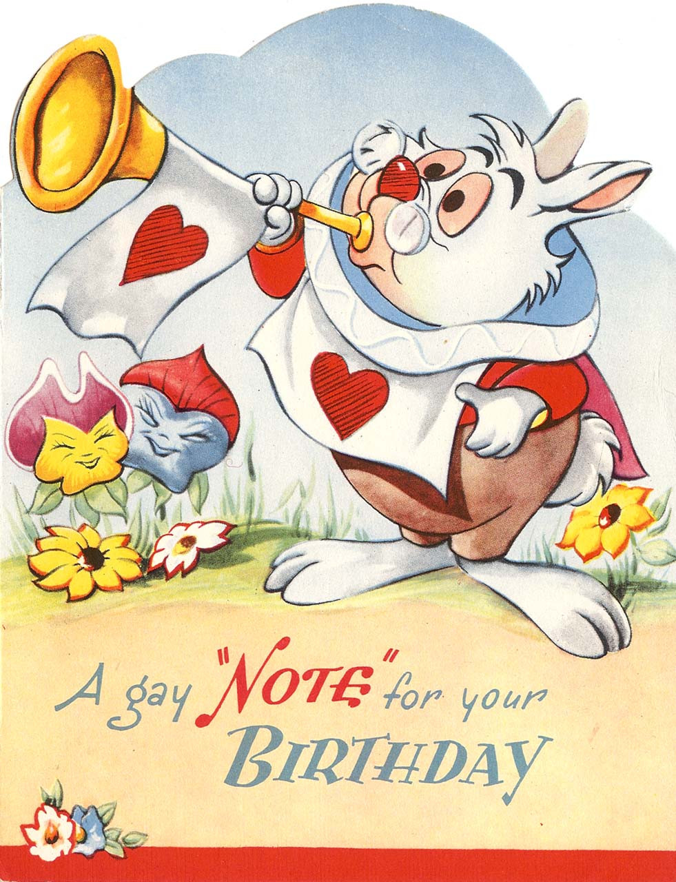 Alice In Wonderland Birthday Card
 Vintage Disney Alice in Wonderland English Birthday Card