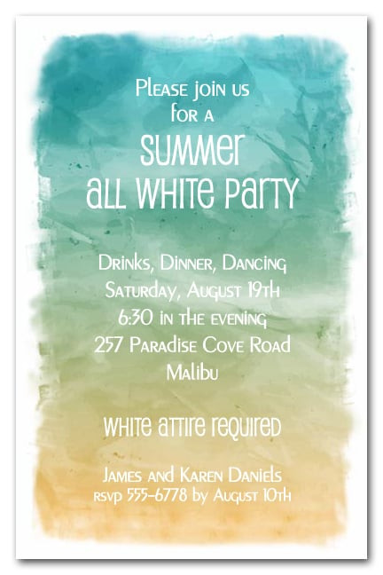 All White Beach Party Ideas
 Abstract Ocean All White White Party Invitations