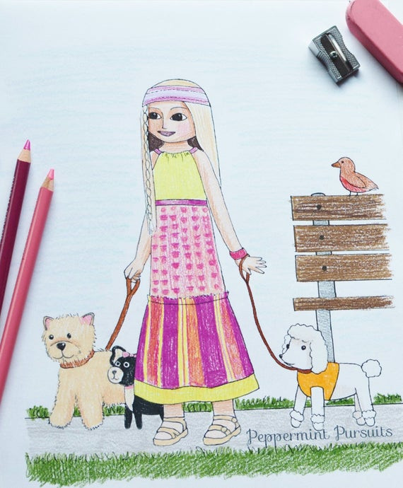 American Girl Coloring Pages Julie
 American Girl Doll Julie Albright Dog by PeppermintPursuits