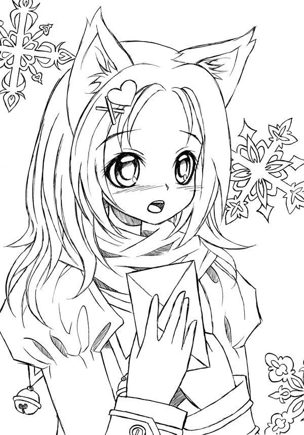 Animated Girl Coloring Pages
 Anime Cat Girl Coloring Pages Coloring Home