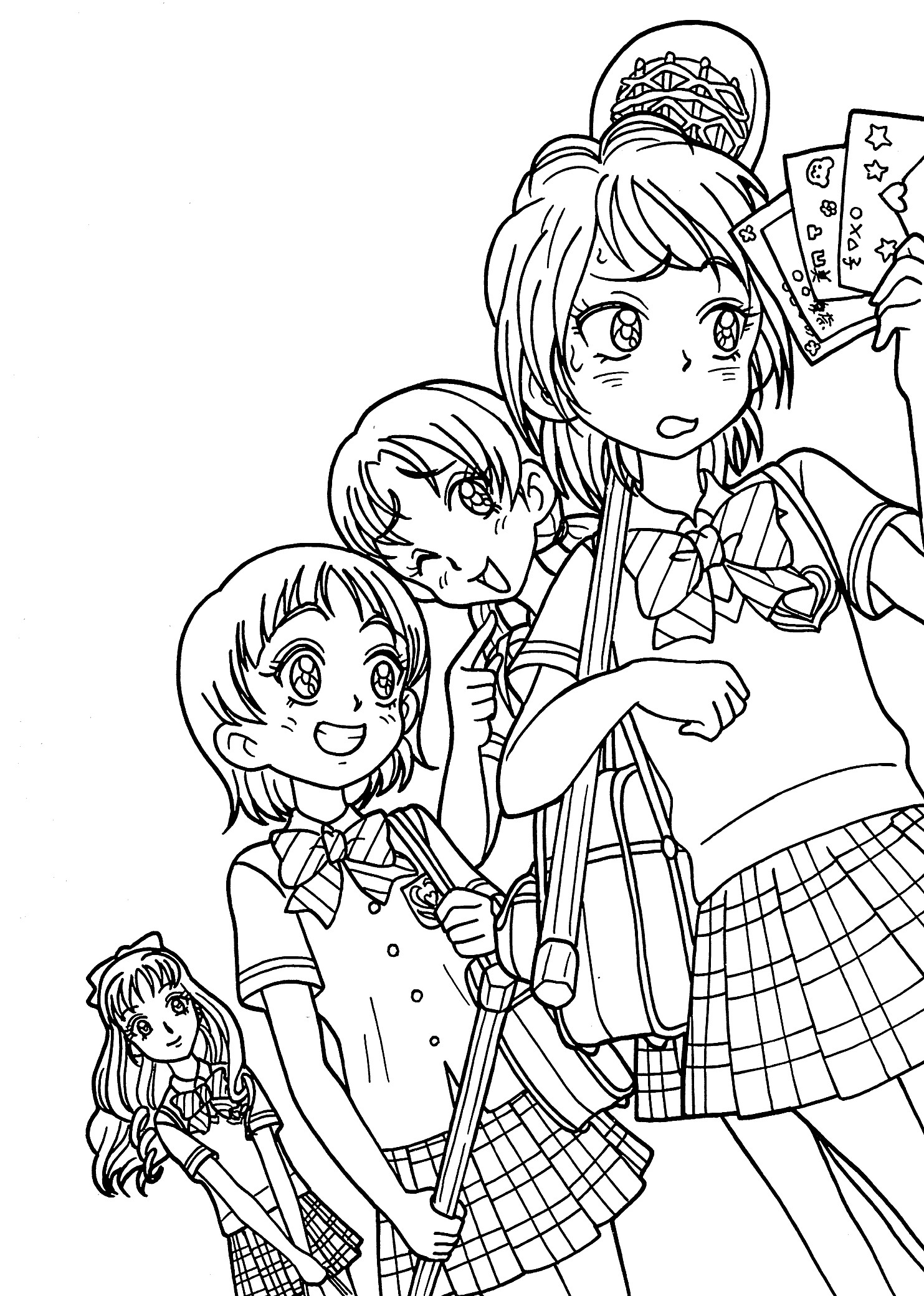 Animated Girl Coloring Pages
 Anime Girls Group Coloring Page Coloring Home
