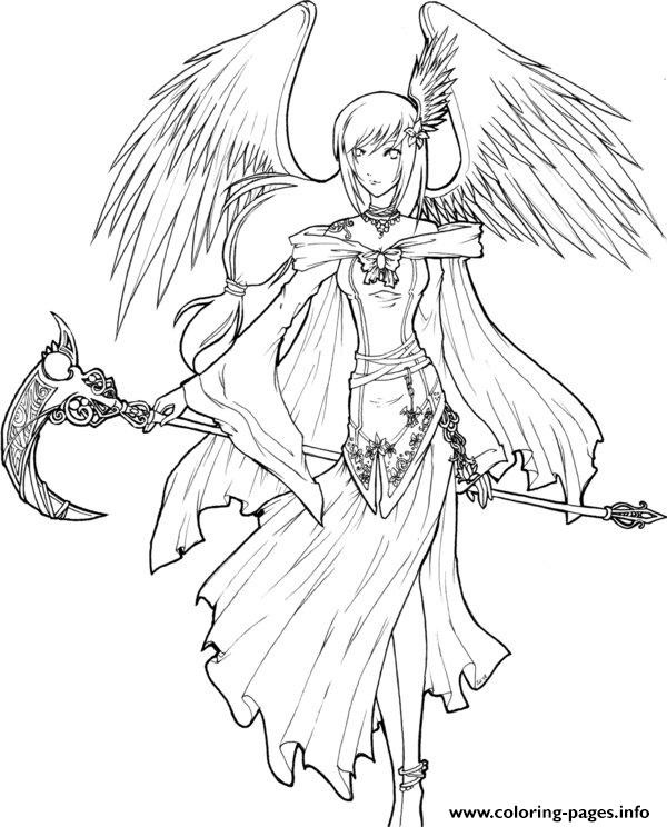 Anime Angel Girl Coloring Pages
 Angel Death Lineart To Color Coloring Pages Printable