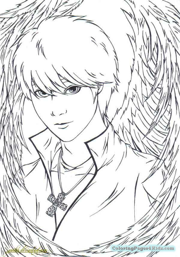 Anime Angel Girl Coloring Pages
 Angel And Devil Anime Coloring Pages