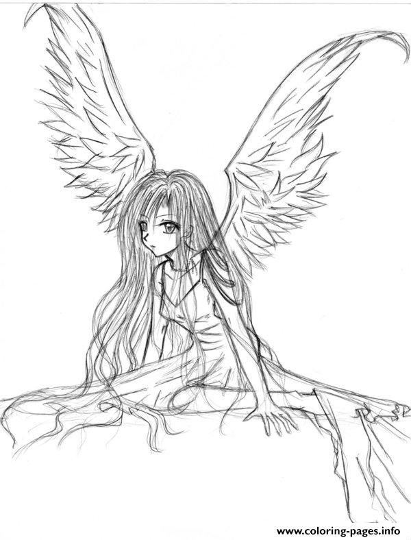 Anime Angel Girl Coloring Pages
 Fallen Angels Anime 1 Coloring Pages Printable