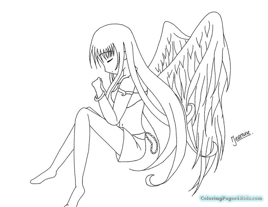Anime Angel Girl Coloring Pages
 Angel Anime Girl Coloring Pages