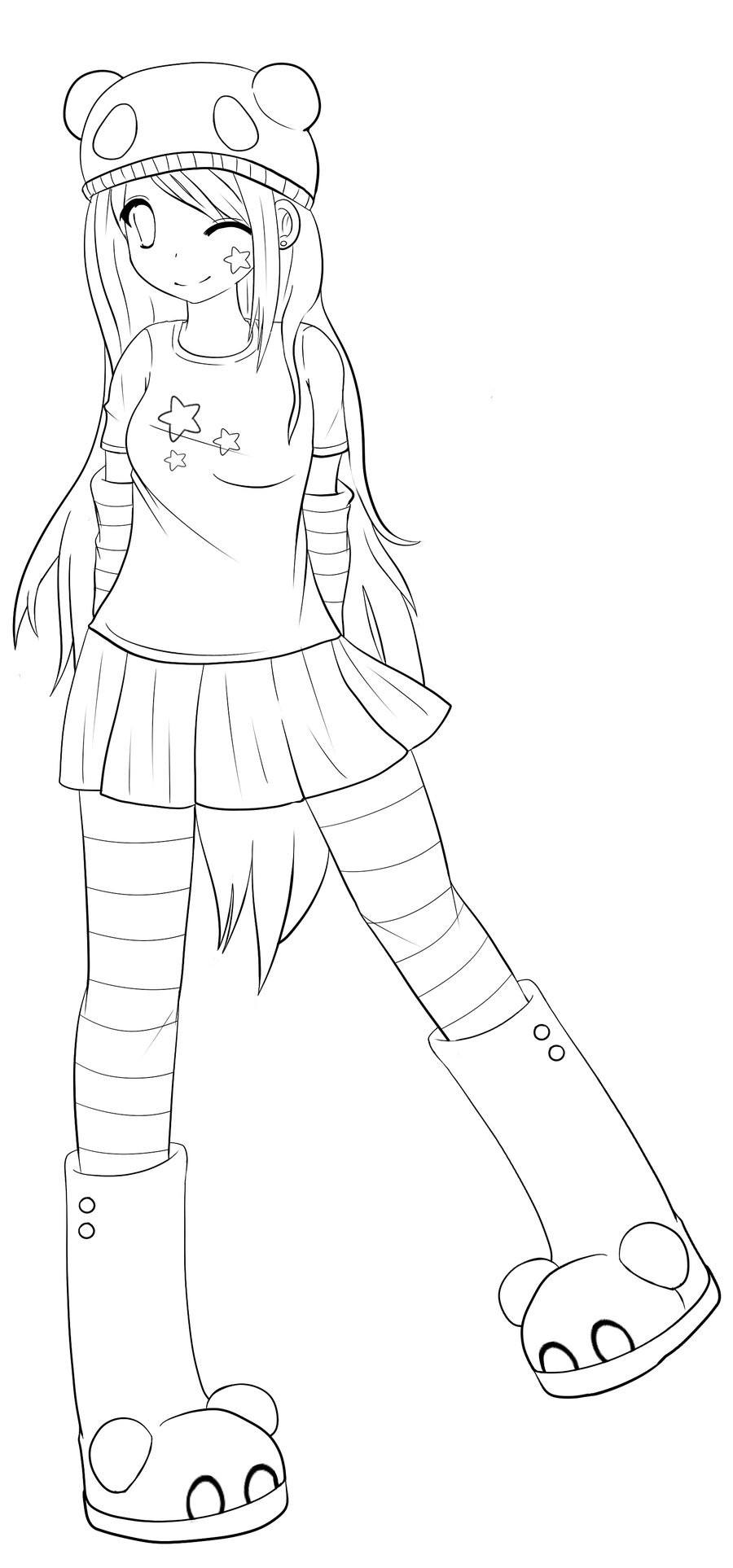 Anime Angel Girl Coloring Pages
 Color Me Panda Girl by Lisey Chu on DeviantArt