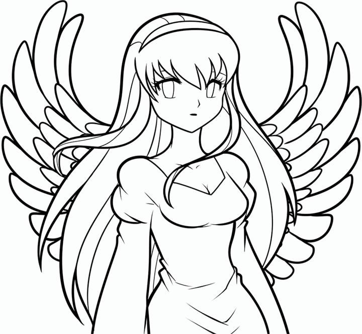 Anime Angel Girl Coloring Pages
 Cute anime angel coloring pages ColoringStar