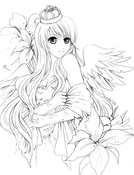 Anime Angel Girl Coloring Pages
 Iris colouring lineart by Red Priest Usada on DeviantArt