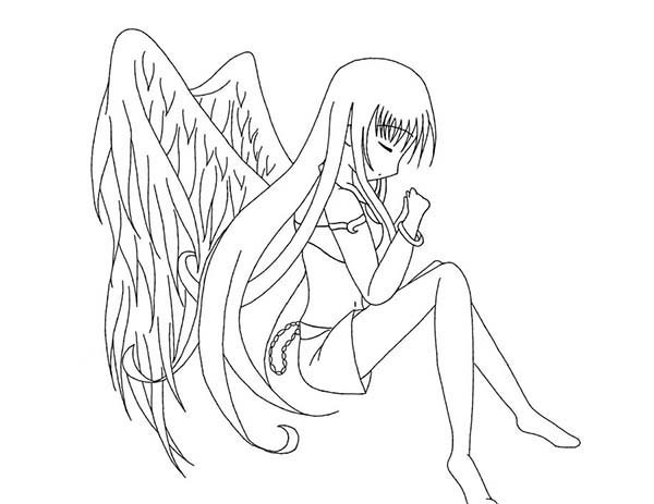 Anime Angel Girl Coloring Pages
 Praying Angel Anime Coloring Page