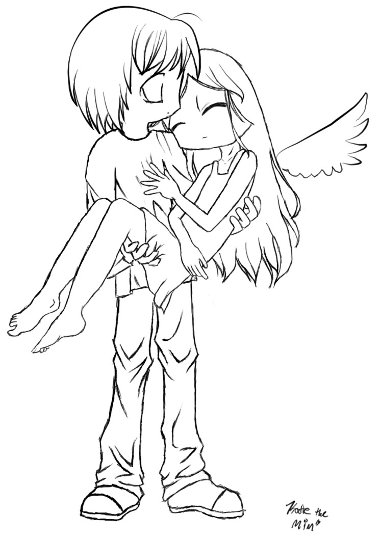 Anime Angel Girl Coloring Pages
 Fallen Angel Lineart by mimblewimble on DeviantArt