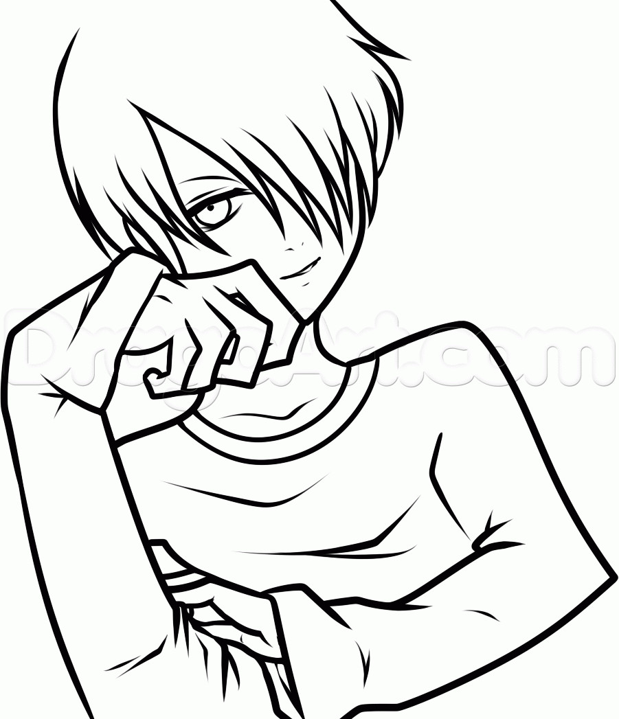 Anime Boys Coloring Pages Easy
 How to Draw a Goth Anime Boy Step by Step Anime People