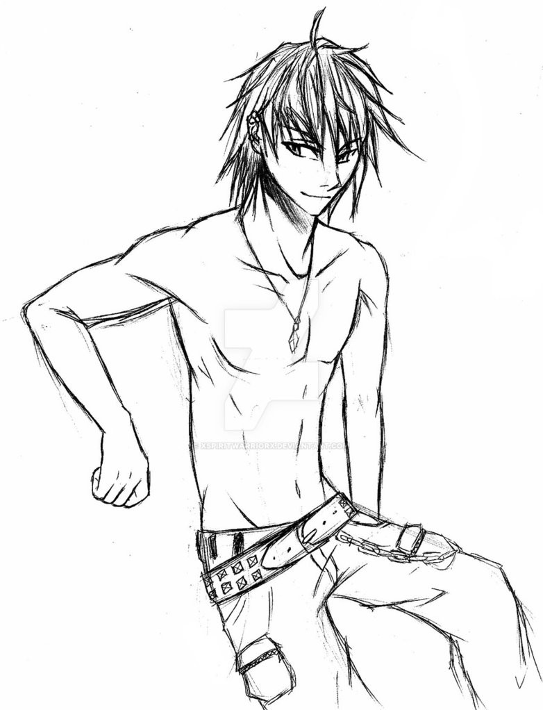 Anime Boys Coloring Pages Easy
 random anime guy by XSpiritWarriorX on DeviantArt