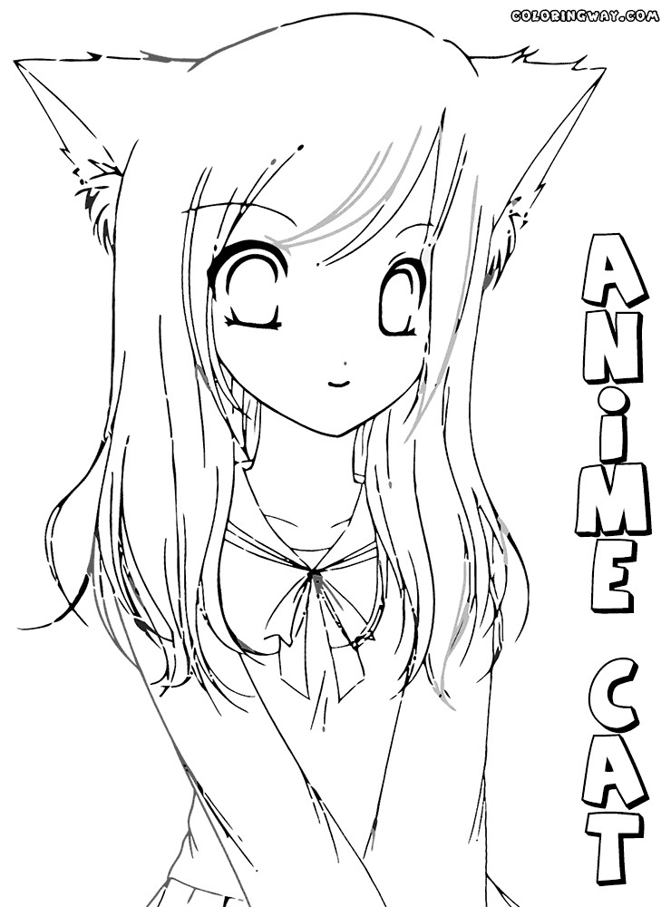 Anime Cat Girl Coloring Pages
 Anime Cat Ears Drawing at GetDrawings